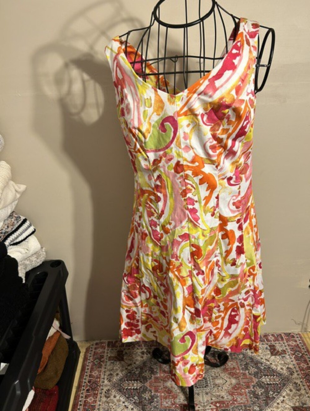 womens size 10 ten pink white print  casual formal   dress dance large medium
